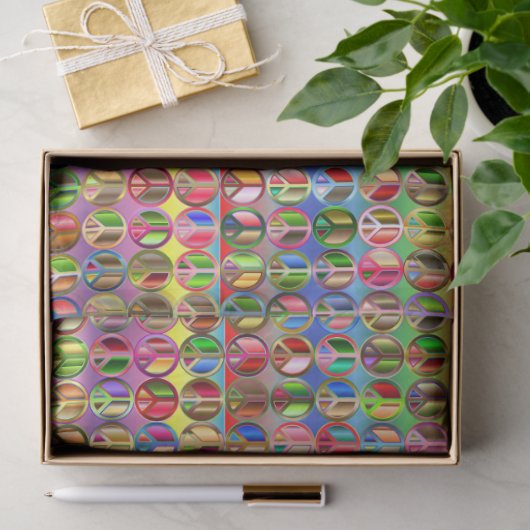 Hippie Krawatte Dye Peace Pattern Decoupage Seidenpapier (Geschenk)