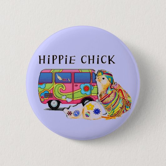 Hippie-Küken Button (Vorderseite)