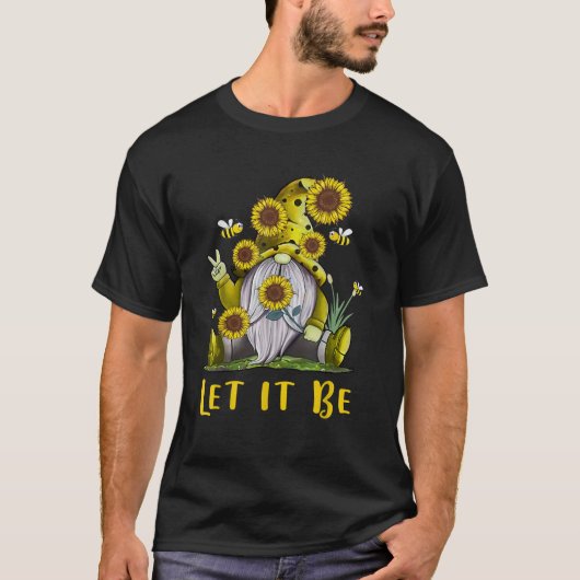 Hippie Let It Be Gnome Sunflower  T-Shirt (Vorderseite)