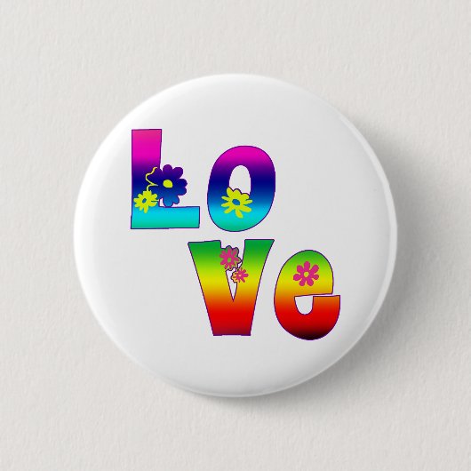 Hippie LIEBE Button (Vorderseite)