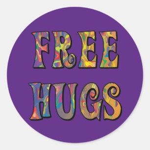 Hippie Liebe Free Hugs Classic Round Sticker