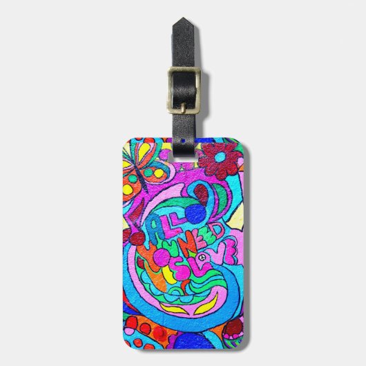 Hippie-Liebe im Stil der 70er Jahre Thunder_Cove Gepäckanhänger (Vorderseite vertikal)