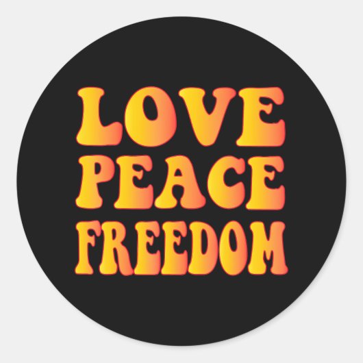 Hippie LIEBE PEACE FREEDOM 60er 70er Krawatte Die Runder Aufkleber (Vorderseite)