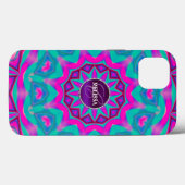 Hippie Liebe Pink Aqua Individuelle Name Case (Rückseite (Horizontal))