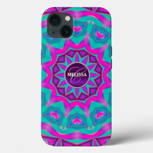 Hippie Liebe Pink Aqua Individuelle Name Case (Rückseite)