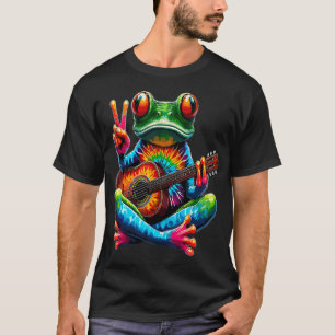 Hippie-Liebhaber-Tie-Dye-Frosch spielt Gitarre Fri T-Shirt