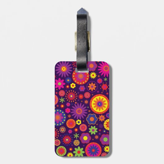 Hippie-lila Regenbogen-Blumen Gepäckanhänger (Rückseite vertikal)