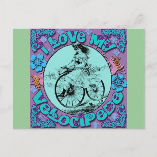 Hippie Look I Liebe My Velocipede T Shirts, Tasse Postkarte (Vorderseite)