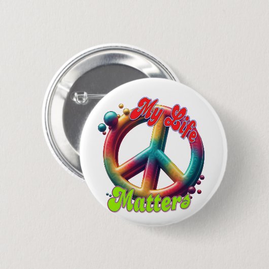 Hippie Love Peace Life Matters Custom Button (Vorne & Hinten)