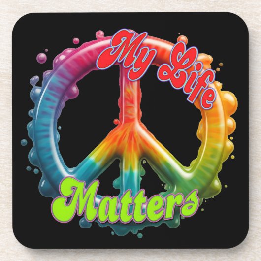 Hippie Love Peace Life Matters Custom  Getränkeuntersetzer (Vorderseite)