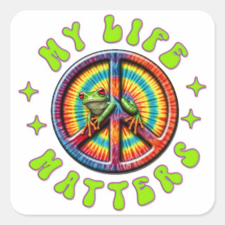 Hippie Love Peace Life Matters Custom Quadratischer Aufkleber