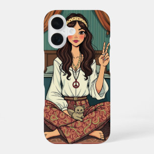 Hippie-Mädchen iPhone 16 Hülle