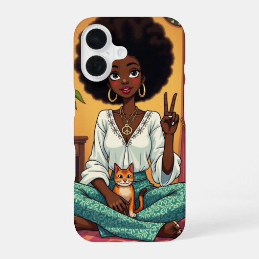Hippie-Mädchen iPhone 16 Hülle (Rückseite)
