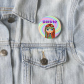 Hippie-Mädchen-Knopf Button (Beispiel)