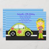 Hippie-Mädchen mit grüner Einladung (Vorne/Hinten)