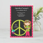 Hippie-Mädchen mit LimeGreen Einladung (Stehend Vorderseite)