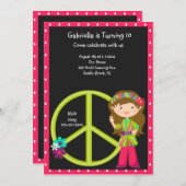 Hippie-Mädchen mit LimeGreen Einladung (Vorne/Hinten)