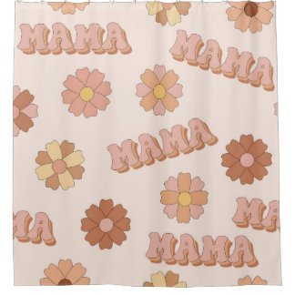 Hippie Mama nahtloses Muster. Groovy Hintergrund. Duschvorhang