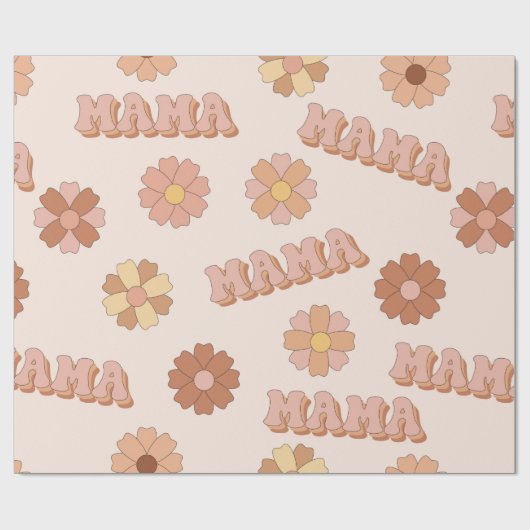 Hippie Mama nahtloses Muster. Groovy Hintergrund. Geschenkpapier (Flach)