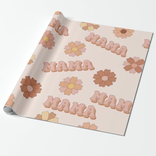 Hippie Mama nahtloses Muster. Groovy Hintergrund. Geschenkpapier (Ungerollt)