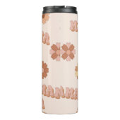 Hippie Mama nahtloses Muster. Groovy Hintergrund. Thermosbecher (Rückseite)