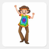 Hippie Man Square Sticker (Vorderseite)