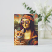 Hippie Mona Lisa und ihre Ingwerkatze Postkarte (Stehend Vorderseite)