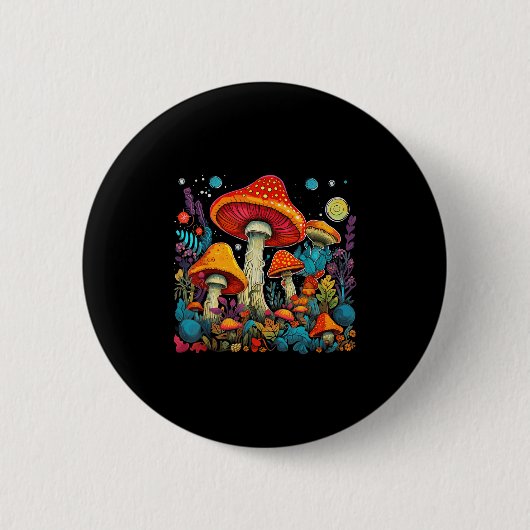 Hippie Mushrooms Psychedelic Forest Fungi Festival Button (Vorderseite)