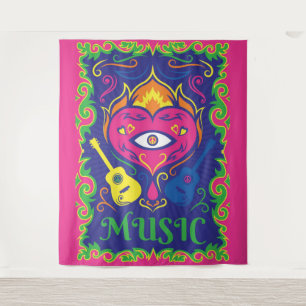 Hippie Music Wandteppich