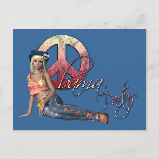 Hippie Obama Party Einladung Postkarte (Vorderseite)