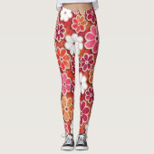 Hippie Orange Floating Floral Gemustert | LEGGINGS (Vorderseite)