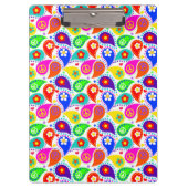 Hippie Paisley Peace Signs and Blume Zwischenablag Klemmbrett (Vorderseite)