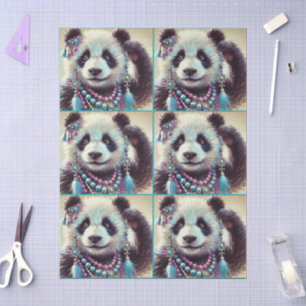 Hippie Panda Bear Chalk-Pastel Decoupage Seidenpapier