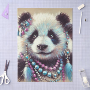 Hippie Panda Bear Chalk-Pastel Decoupage Seidenpapier
