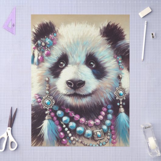 Hippie Panda Bear Chalk-Pastel Decoupage Seidenpapier (Basteln)