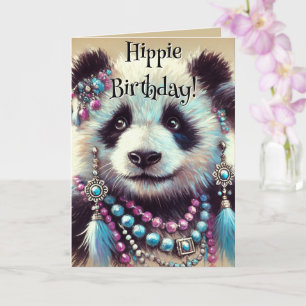 Hippie Panda Bear Personalisiert Geburtstag Karte