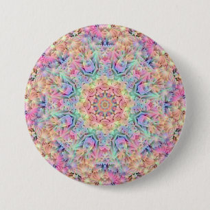 Hippie-PastellfarbVintages Fraktal-Kaleidoskop Button