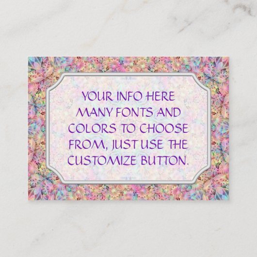 Hippie-PastellfarbVintages Fraktal-Kaleidoskop Visitenkarte (Rückseite)