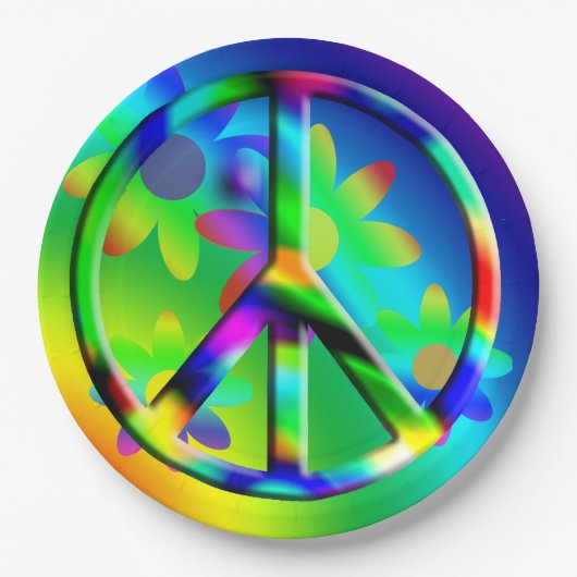 Hippie Peace Blume Power Party Teller (Vorderseite)