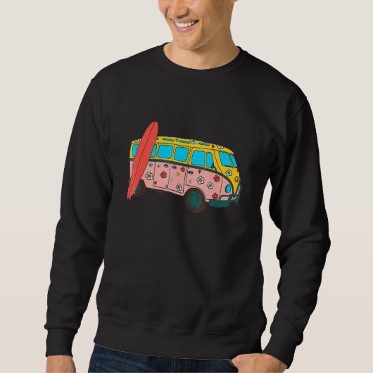 Hippie Peace Bus Retro Van Blume Camper Sommer Sweatshirt (Vorderseite)