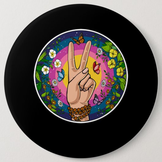 Hippie Peace Button (Vorderseite)