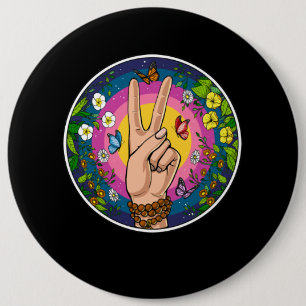 Hippie Peace Button