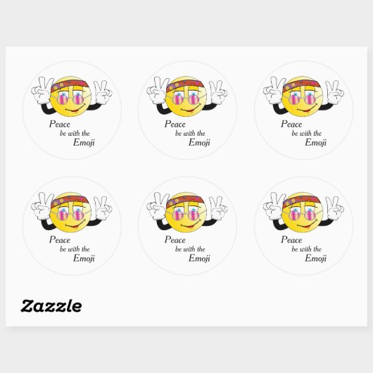 Hippie "Peace" Emoji Runder Aufkleber (Blatt)