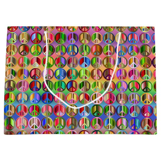 Hippie Peace farbenfroh Große Geschenktüte (Vorderseite)