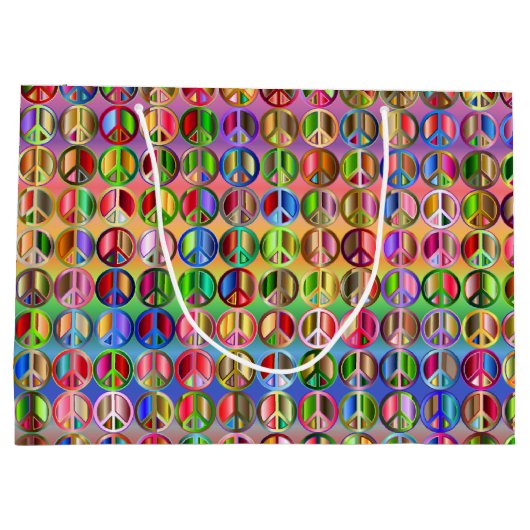 Hippie Peace farbenfroh Große Geschenktüte (Rückseite)