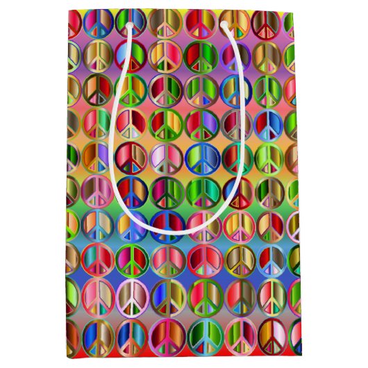 Hippie Peace farbenfroh Mittlere Geschenktüte (Vorderseite)