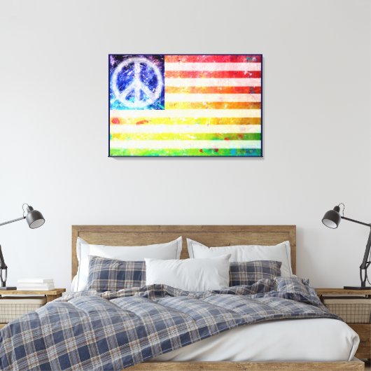 Hippie Peace Freak Flag Art Leinwanddruck (Insitu (Schlafzimmer))