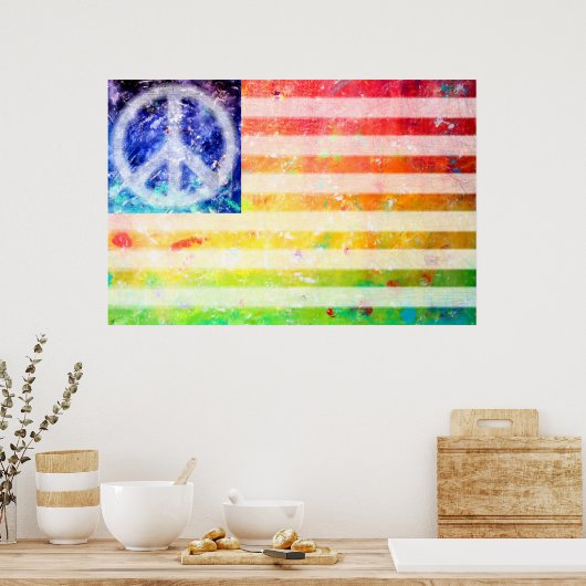 Hippie Peace Freak Flag Art Poster (Küche)