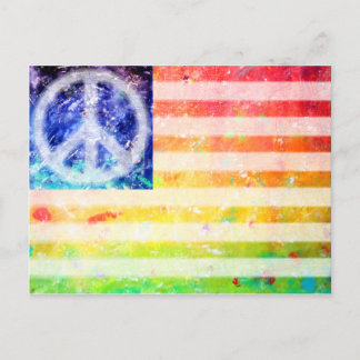 Hippie Peace Freak Flag Postkarte