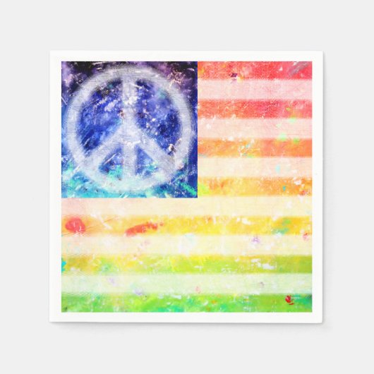 Hippie Peace Freak Flag Serviette (Vorderseite)